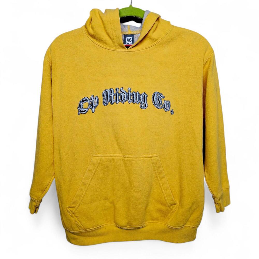 OP‎ Ocean Pacific Co. Yellow Embroidered Logo Hoodie Sweatshirt Medium